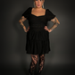 Puff Sleeve French Retro Style Goth Layered Cake Dress in Black