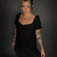 Puff Sleeve French Retro Style Goth Layered Cake Dress in Black