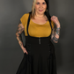 Outfit Set - Tommyrot High Waist Skirt with Shoulder Straps & Mustard Boat Neck Top by Retrolicious