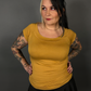 Retro Mustard Boat Neck Stretch Top by Retrolicious