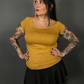 Retro Mustard Boat Neck Stretch Top by Retrolicious