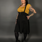 Outfit Set - Tommyrot High Waist Skirt with Shoulder Straps & Mustard Boat Neck Top by Retrolicious