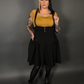 Outfit Set - Tommyrot High Waist Skirt with Shoulder Straps & Mustard Boat Neck Top by Retrolicious