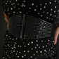 Riveted Round Studs PU Leather Front Elastic Back Zip-up Corset Belt