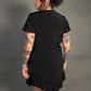 Ruffled Flare Hem Button Collar Babydoll Dress with Pockets in Black