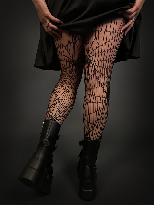 Spider Web Fishnet Tights Pantyhose Stockings - Goth / Punk / Emo Style