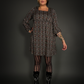 Square Neck Long Sleeve Babydoll Dress with Pockets Floral Print on Charcoal