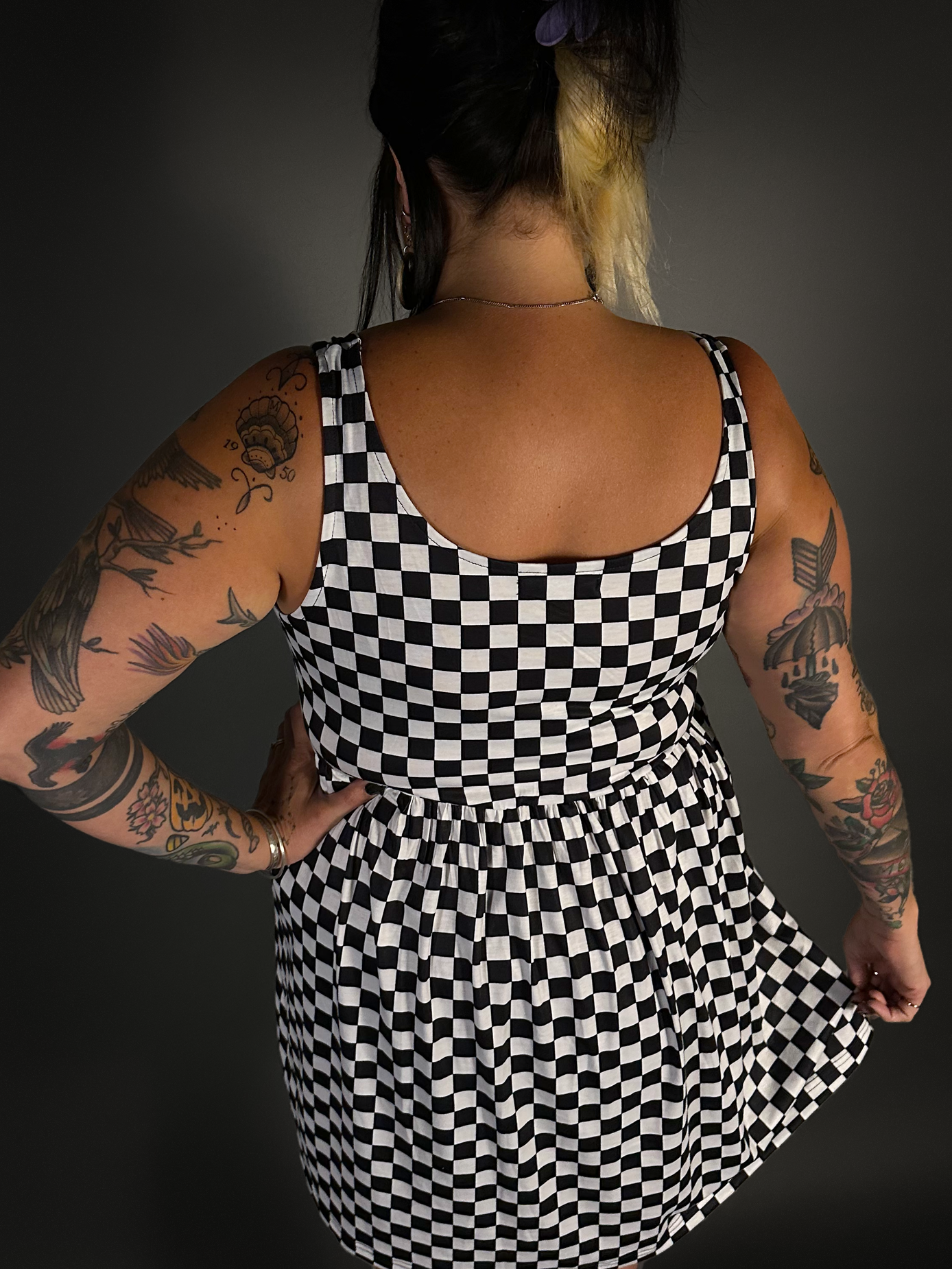 Tommyrot-Checkered-Sleeveless-Stretch-Skater-Dress-with-Pockets-1