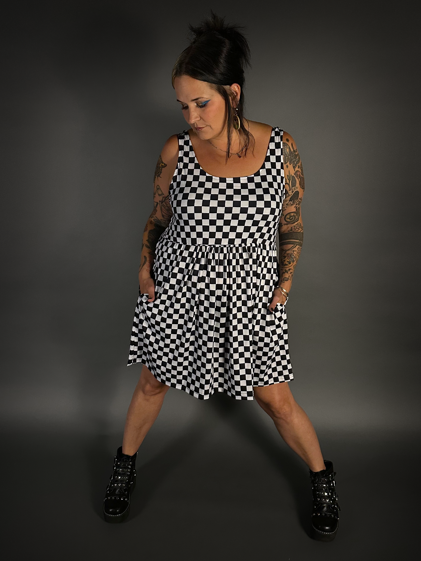 Tommyrot-Checkered-Sleeveless-Stretch-Skater-Dress-with-Pockets-1