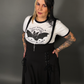 Outfit Set - Tommyrot High Waist Skirt with Shoulder Straps & Bat Graphic Ringer Tee