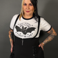 Outfit Set - Tommyrot High Waist Skirt with Shoulder Straps & Bat Graphic Ringer Tee