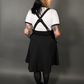 Outfit Set - Tommyrot High Waist Skirt with Shoulder Straps & Bat Graphic Ringer Tee