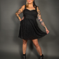 Tommyrot Lace Detail Corset Dress w/ Faux Leather Shoulder Straps in Black