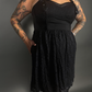 Tommyrot Lace Detail Corset Dress w/ Faux Leather Shoulder Straps in Black
