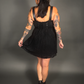 Tommyrot Lace Detail Corset Dress w/ Faux Leather Shoulder Straps in Black