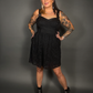 Tommyrot Lace Detail Corset Dress w/ Faux Leather Shoulder Straps in Black