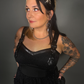 Tommyrot Lace Detail Corset Dress w/ Faux Leather Shoulder Straps in Black