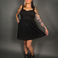Tommyrot Lace Detail Corset Dress w/ Faux Leather Shoulder Straps in Black