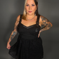Tommyrot Lace Detail Corset Dress w/ Faux Leather Shoulder Straps in Black
