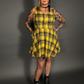 Tommyrot Mustard Yellow Plaid Sleeveless Mini Swing Dress with Front Zipper