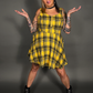 Tommyrot Mustard Yellow Plaid Sleeveless Mini Swing Dress with Front Zipper