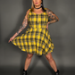 Tommyrot Mustard Yellow Plaid Sleeveless Mini Swing Dress with Front Zipper
