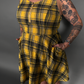 Tommyrot Mustard Yellow Plaid Sleeveless Mini Swing Dress with Front Zipper