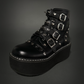 Tommyrot "Lola" Heart Studded Platform Ankle Combat Boots with Buckles