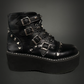 Tommyrot "Lola" Heart Studded Platform Ankle Combat Boots with Buckles