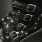 Tommyrot "Lola" Heart Studded Platform Ankle Combat Boots with Buckles