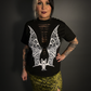 Vampire Lace Wings Slashed Front UNISEX T-Shirt by Demi Loon