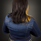 Vintage Style Quality Cropped Stretch Jean Jacket in Dark Blue Denim