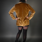 Vintage Style Long Velvet Indie Style Blazer Jacket in Ginger Brown